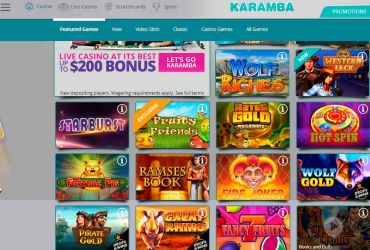 Karamba casino - lobby.