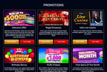 Winwindsor.com casino - list of promotions